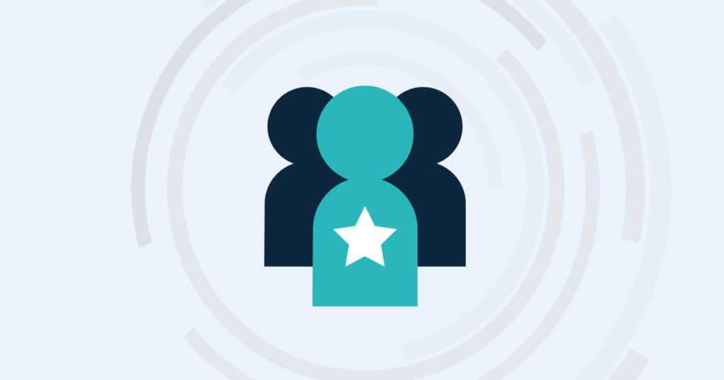 employee icons with star and light blue background