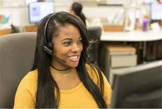 State National employee with headset